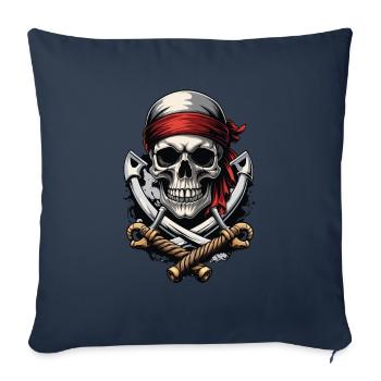 Drapeaux de pirate crâne Jolly Roger costume de pirate - Housse de coussin décorative 45 x 45 cm - bleu marine - Devant
