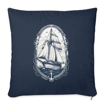 Elegant Sailing Ship Adventure Motif - Sofa pillowcase 17,3'' x 17,3'' (45 x 45 cm) - navy - Front