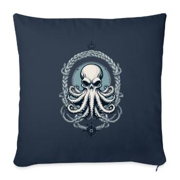 Pieuvre Monstre Marin Style Vintage - Housse de coussin décorative 45 x 45 cm - bleu marine - Devant