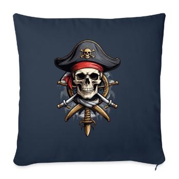 Drapeaux de pirate crâne Jolly Roger costume de pirate - Housse de coussin décorative 45 x 45 cm - bleu marine - Devant