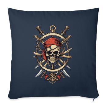Drapeaux de pirate crâne Jolly Roger costume de pirate - Housse de coussin décorative 45 x 45 cm - bleu marine - Devant