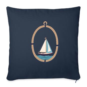 Marins Aventure Navigation maritime - Housse de coussin décorative 45 x 45 cm - bleu marine - Devant