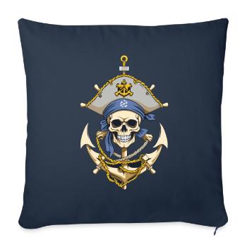 Drôle de Pirate Tenue Jolly Roger Design - Housse de coussin décorative 45 x 45 cm - bleu marine - Devant