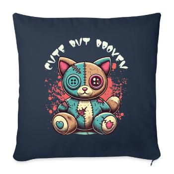 Mental Psychopath Cute But Broken Cat - Sofa pillowcase 17,3'' x 17,3'' (45 x 45 cm) - navy - Front