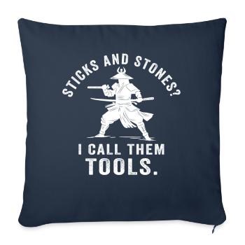 Arnis Eskrima Kali Art philippin - Housse de coussin décorative 45 x 45 cm - bleu marine - Devant