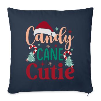 Canne de Noël Cutie | Ambiance de Noël - Housse de coussin décorative 45 x 45 cm - bleu marine - Devant