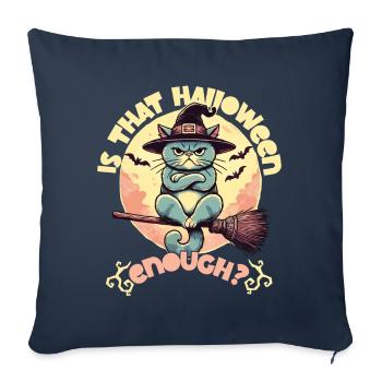 Le chapeau de sorcière de chat d’Halloween est-il suffisant - Housse de coussin décorative 45 x 45 cm - bleu marine - Devant