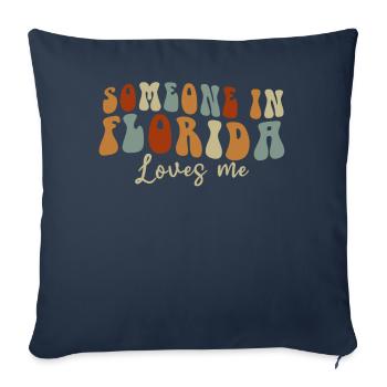 Quelqu’un en Floride m’aime - Housse de coussin décorative 45 x 45 cm - bleu marine - Devant