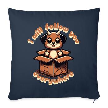 Compagnon de chien mignon pour vous - Housse de coussin décorative 45 x 45 cm - bleu marine - Devant