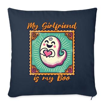 Ma copine est mon boo ghost love - Housse de coussin décorative 45 x 45 cm - bleu marine - Devant