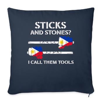 Arnis Eskrima Kali Arts Philippins FMA - Housse de coussin décorative 45 x 45 cm - bleu marine - Devant