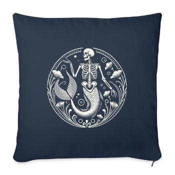 Squelette mystique Sirène Art - Housse de coussin décorative 45 x 45 cm - bleu marine - Devant