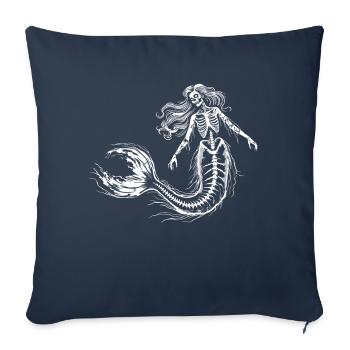 Squelette Sirène Art Gothique - Housse de coussin décorative 45 x 45 cm - bleu marine - Devant
