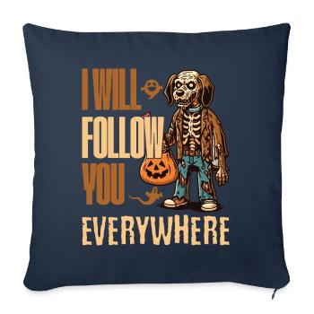 Compagnon de chien effrayant d’Halloween - Housse de coussin décorative 45 x 45 cm - bleu marine - Devant