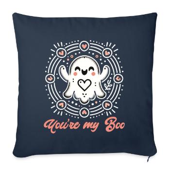 Tu es mon boo Mignon Ghost Design - Housse de coussin décorative 45 x 45 cm - bleu marine - Devant