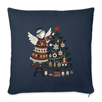 Ange de Noël en scandinave - Housse de coussin décorative 45 x 45 cm - bleu marine - Devant