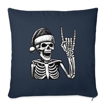 Squelette avec des rochers de chapeau de Père Noël - Housse de coussin décorative 45 x 45 cm - bleu marine - Devant