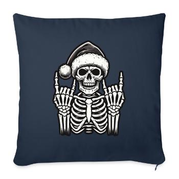 Crâne de Noël Musique Rock - Housse de coussin décorative 45 x 45 cm - bleu marine - Devant