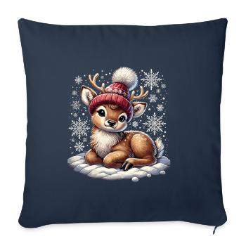 rMignon renne Noël Neige Vintage Sti - Housse de coussin décorative 45 x 45 cm - bleu marine - Devant