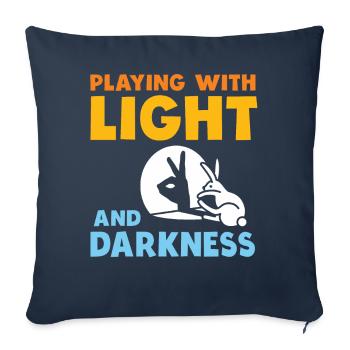Théâtre d’ombres Spectacle de marionnettes Jeux d’ombres - Housse de coussin décorative 45 x 45 cm - bleu marine - Devant