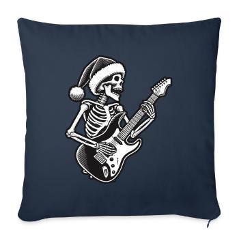 Rocking Christmas Skeleton Guitariste - Housse de coussin décorative 45 x 45 cm - bleu marine - Devant