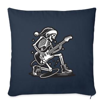 Skeleton Christmas Rocker with Electric Guitar - Sofa pillowcase 17,3'' x 17,3'' (45 x 45 cm) - navy - Front