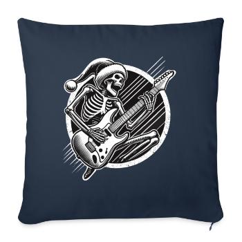 Jupe de Noël Père Noël squelette avec guitare - Housse de coussin décorative 45 x 45 cm - bleu marine - Devant