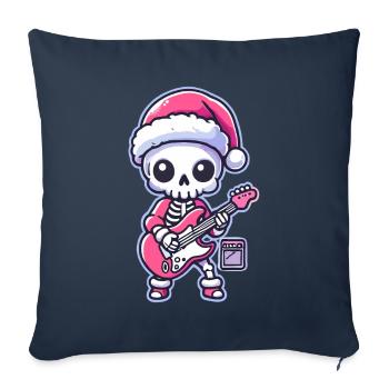 Motif squelette à bascule de Noël - Housse de coussin décorative 45 x 45 cm - bleu marine - Devant