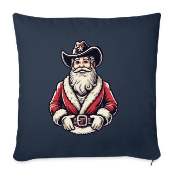 Cowboy Père Noël Flair western - Housse de coussin décorative 45 x 45 cm - bleu marine - Devant