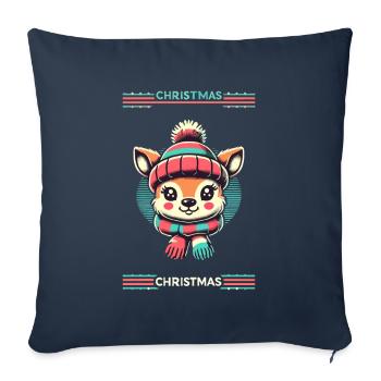Bezauberndes Vintage Design Mit Rentier Und Schnee - Sofakissenbezug 45 x 45 cm - Navy - Vorne