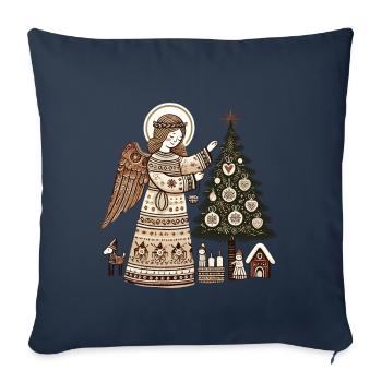 Ange de Noël au charme scandinave - Housse de coussin décorative 45 x 45 cm - bleu marine - Devant