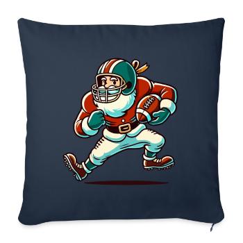 Père Noël jouant au football Joy - Housse de coussin décorative 45 x 45 cm - bleu marine - Devant