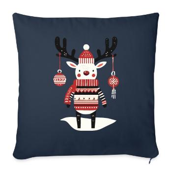 Noël Renne Cottagecore Nostalgie - Housse de coussin décorative 45 x 45 cm - bleu marine - Devant