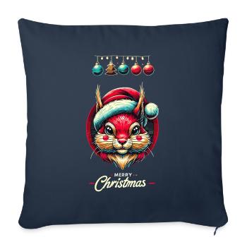 Merry Christmas Squirrel Motif - Sofa pillowcase 17,3'' x 17,3'' (45 x 45 cm) - navy - Front