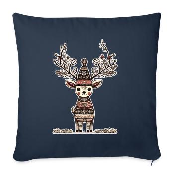 La magie des rennes de Noël pour les fêtes - Housse de coussin décorative 45 x 45 cm - bleu marine - Devant