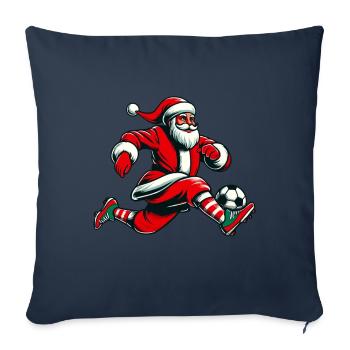 Noël Père Noël Action de football - Housse de coussin décorative 45 x 45 cm - bleu marine - Devant