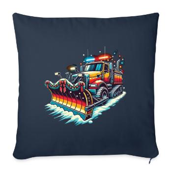 Véhicule de déneigement de Noël d’hiver - Housse de coussin décorative 45 x 45 cm - bleu marine - Devant