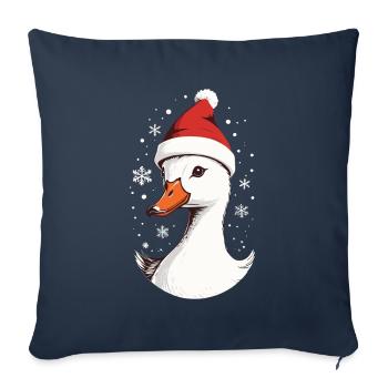 Canard de Noël avec chapeau de Noël - Housse de coussin décorative 45 x 45 cm - bleu marine - Devant