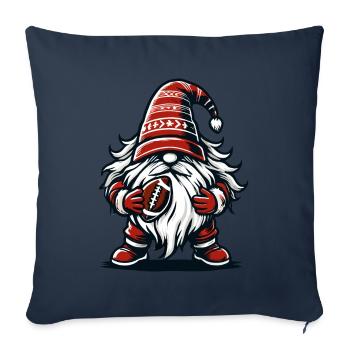 Gnome de football de Noël pour les fans de sport - Housse de coussin décorative 45 x 45 cm - bleu marine - Devant