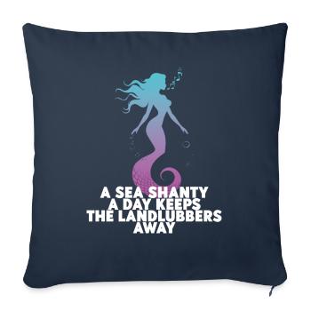 marin meme bateau pirate navigation océanique - Housse de coussin décorative 45 x 45 cm - bleu marine - Devant