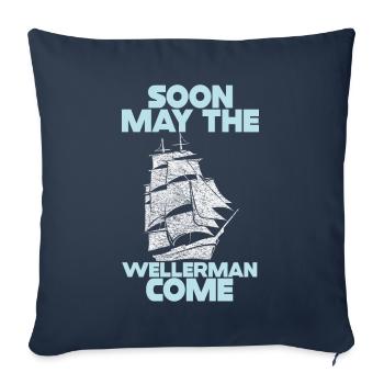 marin meme bateau pirate navigation océanique - Housse de coussin décorative 45 x 45 cm - bleu marine - Devant