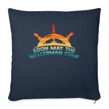 marin meme bateau pirate navigation océanique - Housse de coussin décorative 45 x 45 cm - bleu marine - Devant