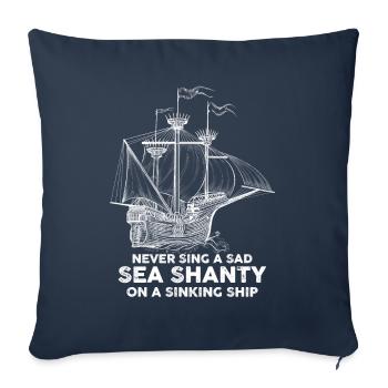 marin meme bateau pirate navigation océanique - Housse de coussin décorative 45 x 45 cm - bleu marine - Devant
