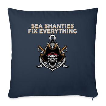 marin meme bateau pirate navigation océanique - Housse de coussin décorative 45 x 45 cm - bleu marine - Devant