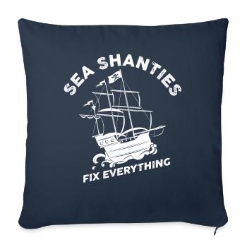 marin meme bateau pirate navigation océanique - Housse de coussin décorative 45 x 45 cm - bleu marine - Devant