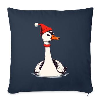 Oie de Noël avec chapeau de Noël - Housse de coussin décorative 45 x 45 cm - bleu marine - Devant