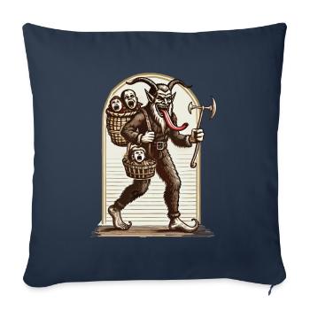 Krampus effrayant avec des enfants coquins - Housse de coussin décorative 45 x 45 cm - bleu marine - Devant