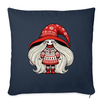 Gnomin de Noël dans le style scandinave - Housse de coussin décorative 45 x 45 cm - bleu marine - Devant