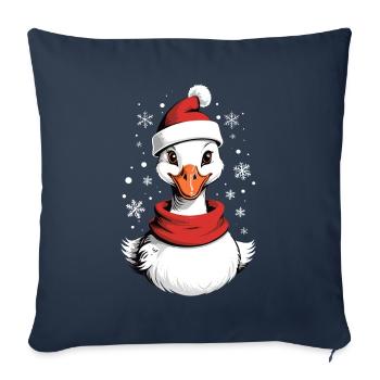 Canard de Noël avec chapeau de Noël - Housse de coussin décorative 45 x 45 cm - bleu marine - Devant