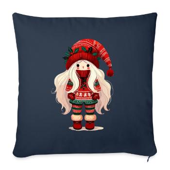 Mignon lutin de Noël dans le style scandinave - Housse de coussin décorative 45 x 45 cm - bleu marine - Devant
